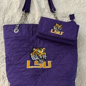 LSU Purple Quilted Women's Bag Set